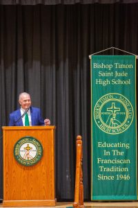 Rich Barnes speaking at his induction into the John Timon Society